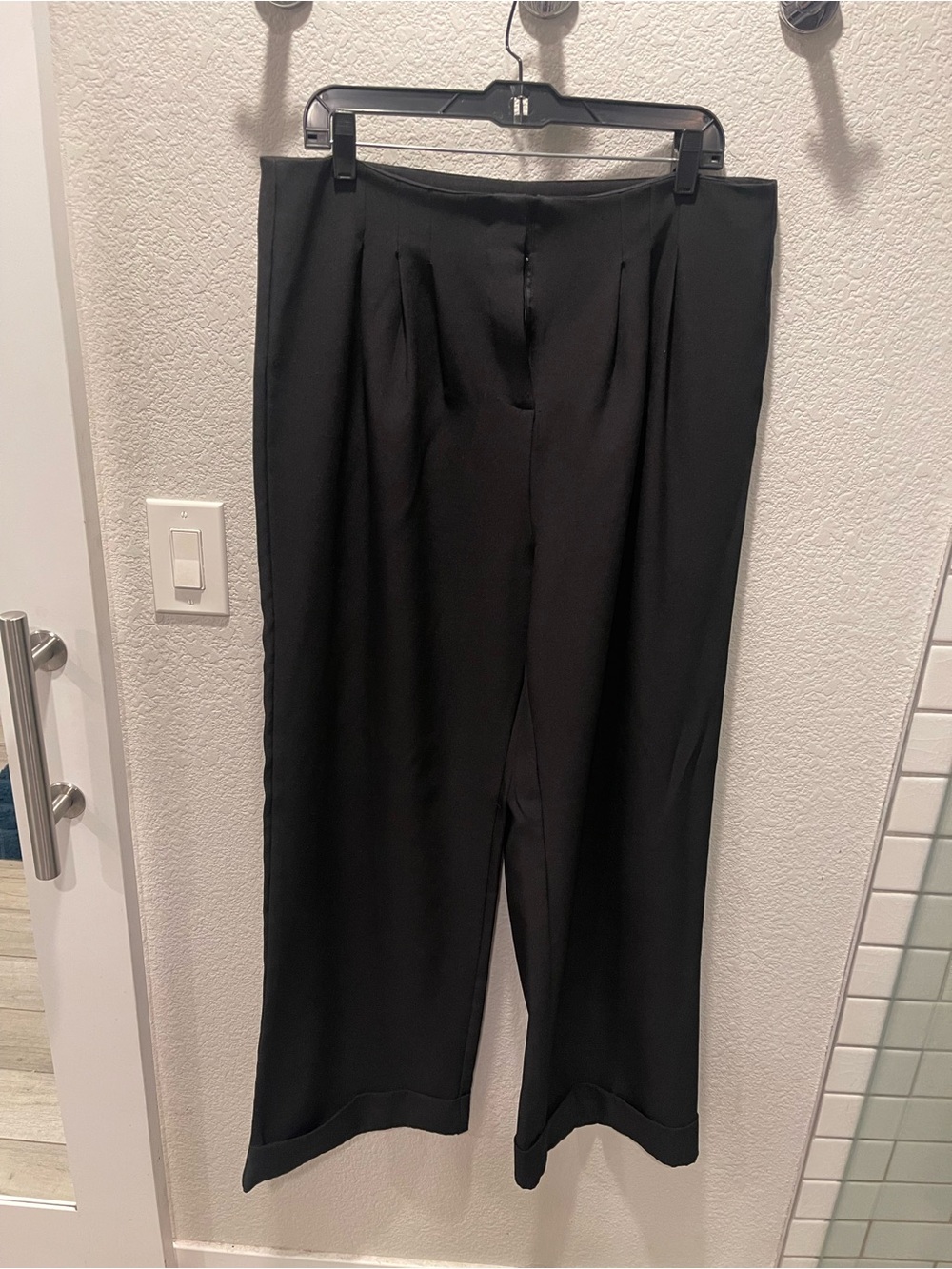 Nasty Gal Black Wide-Leg Pleated Trousers